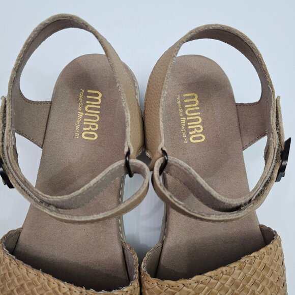 NEW Munro Conner Sandal Womens 10 WIDE Tan Leather Woven Platform Comfort Summer - Picture 8 of 14